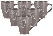 Cană ceramică Banquet HEART 310 ml,6 buc., maro