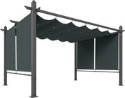 Outsunny Pergolă 3 x 4 m copertină pentru terasă cu acoperiș glisant, rulouri retractabile automat, protecție UV50+, cadru din aluminiu | Aosom Romania