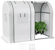 Outsunny Seră de grădină 1,8 m² seră pentru roșii 2 uși cu fermoar 4 ferestre cu fermoar acoperiș PE 135 g/m² alb | Aosom Romania