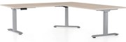 Masa inaltime reglabila OfficeTech Angle, 180 x 200 cm, bază gri, stejar