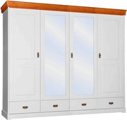 Dulap lemn masiv alb-natur Florence, 253 × 62 × 218 cm