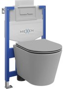 Mexen set WC încastrat cadru Felix XS-U cu vas de toaletă  Rico și capac de toaletă cu închidere lentă, Gri deschis mat - 685307