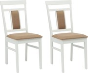 vidaXL Scaun de sufragerie 2 pcs Alb și maro Lemn Solid de Cauciuc