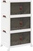 vidaXL Cutie de depozitare stivuită cu roți 3 niveluri 75 L