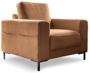 Fotoliu portocaliu/maro cu tapițerie din catifea reiată Lofty Lilly – Miuform