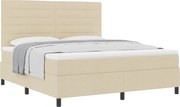 vidaXL Pat cu arcuri cu saltea cu headboard Crem 180 x 200 cm țesătură