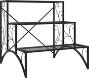 Outsunny Raft pentru Plante cu 3 Niveluri din metal, 60x60x60 cm, Negru | Aosom Romania