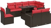 vidaXL Set canapele de grădină cu perne, 9 piese, maro, poliratan