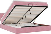 vidaXL Cadru de pat otoman cu saltele Roz 200x200cm catifea
