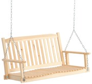 Outsunny Leagăn de Grădină pentru 2 Persoane Cușcă de Leagăn Masiv Patio Terasă Curte Lemn Natural 117 x 69 x 60 cm | Aosom Romania
