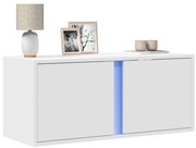 vidaXL Comodă TV de perete cu lumini LED, alb, 80x31x35 cm