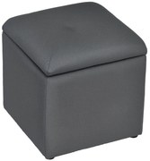 HOMCOM Bancă cu Spațiu de Depozitare Tip Ottoman, Tapițată cu Țesătură Respirabilă, 39x39x39 cm, Gri | Aosom Romania