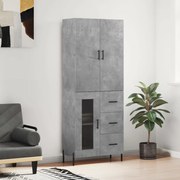 vidaXL Dulap înalt, gri beton, 69,5x34x180, lemn compozit