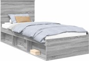 vidaXL Cadru de pat Gri Sonoma 100 x 200 cm Lemn de pin masiv