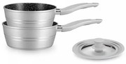Set de oale cu capac universal Royalty Line RL-FS2MS, 3 piese, finisaj marmorat, compatibil cu plite cu inducție, argintiu