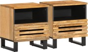 vidaXL Noptiere, 2 buc., 40x34x46 cm, lemn masiv de mango brut