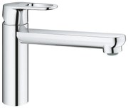 Baterie de bucatarie Grohe Bauflow, monocomanda, tip L, pipa medie, pivotanta, limitator, crom 31688000