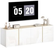 HOMCOM Comodă TV pentru televizoare de 65 de inch, Dulap TV cu uși Soft-Close, rafturi ajustabile, orificii pentru cabluri, pentru camera de zi, Alb | Aosom Romania