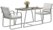 Outsunny Salon de jardin exterior 2 persoane, masă de grădină exterioară cu 2 scaune, 4 perne cadru din oțel gri | Aosom Romania