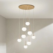 Ondaluce - Lustră suspendată pe cablu JEWEL 8xE14/10W/230V Ø 70 cm auriu/alb