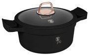 Oală cu capac și mânere de silicon detașabile 24 cm, 4.4L – Berlinger Haus Black Rose Collection BH 1457, neagră, strat antiaderent cu titan, pentru