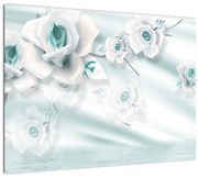 Tablou pe sticlă - Flori de trandafir turcoaz (70x50 cm)