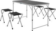 Outsunny Set Masă de Camping Pliabilă cu 4 Scaune, Masă de Picnic Reglabilă pe Înălțime, 4 Bănci și Orificiu pentru Umbrelă, din Aluminiu, pentru Picnic, Mare, Grădină, Negru | Aosom Romania