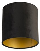 Abajur din catifea negru 20/20/20 cu interior auriu