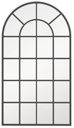 Oglindă arcuită pentru casă și birou cu suport de perete din sticlă groasă și metal, 62x2,5x110 cm, de culoare negru HOMCOM | Aosom Romania