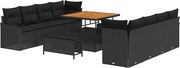 vidaXL Set de canapele pentru grădină cu pernă 11 pcs Negru poliratan