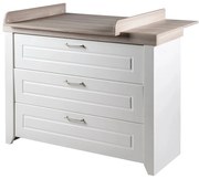 Comodă de copii albă joasă cu aspect de lemn de ulm cu masă de schimbat 120x98 cm Felicia – Roba