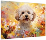 Tablou pe sticlă - Câine fericit (70x50 cm)