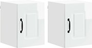 vidaXL Dulap de bucătărie Kalmar 2 pcs Alb lucios 30 x 31 x 40 cm