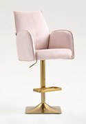 HR280KW Scaun Roz din Catifea cu Bază Aurie