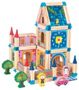 Joc modular din lemn Bino Castel, 128 piese