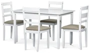 Set de masă din lemn masiv cu 4 scaune, 120 x 75 x75 cm, alb
