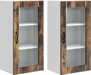 vidaXL Dulap de bucătărie cu raft 2 pcs Stejar fumuriu 40 x 31 x 80 cm