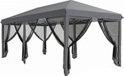 Outsunny Pergolă Pliabilă cu 6 Plase de Țânțari, Pergolă de Grădină cu Structură din Oțel, 591x295cm, Crem Alb | Aosom Romania