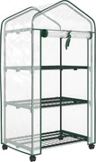 Outsunny Mini seră de grădină cu 3 rafturi, prelată PVC de înaltă densitate, ușă rulabilă 4 roți 69 x 49 x 130 cm transparent | Aosom Romania