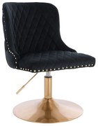 HR940N Scaun Neagră din Catifea cu Bază Aurie
