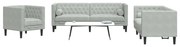 vidaXL Set canapele Chesterfield cu perne rulou, 3 piese, gri, catifea