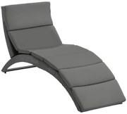 Outsunny Șezlong de Grădină Pliabil din Ratan PE, Șezlong Curbat Ergonomic cu Pernă pentru Terasă și balcon, 59x156x78 cm, Gri | Aosom Romania