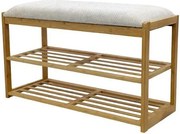 Bancheta cu raft pentru pantofi ZEN-BO 80cm bambus