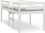 vidaXL Pat înalt de dormitor, alb, 75x190 cm, lemn masiv de pin