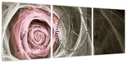 Tablou - Abstract trandafir roz deschis roz (cu ceas) (90x30 cm)