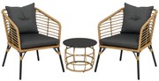 Set de bistro Outsunny format din 3 piese, rezistent la intemperii, 1 masă de cafea, 2 scaune, 62 cm x 65 cm x 78 cm, nisip+gri închis | Aosom Romania