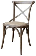 Scaun dining bej din rattan cu aspect vintage Old French