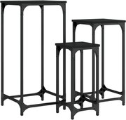 vidaXL Mese laterale suprapuse, 3 buc., negru, lemn prelucrat