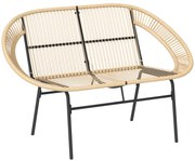 Outsunny Fotoliu de gradina pentru doua persoane din Polyrattan, rezistent la intemperii, imprimat cu design impletit din ratan, rezistent la UV, 260kg capacitate de incarcare, Kaki | Aosom Romania