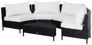 Outsunny Set Lux Mobilier Grădină Ratan, Canapea 4 Locuri cu Saltea Spumă, Perne Decorative, Negru | Aosom Romania